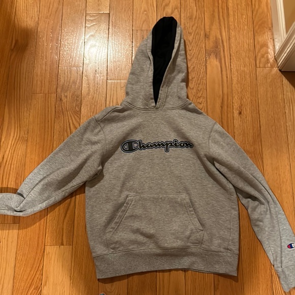 Boys Champion Hoodie Grey with blue and black letters - Picture 1 of 1
